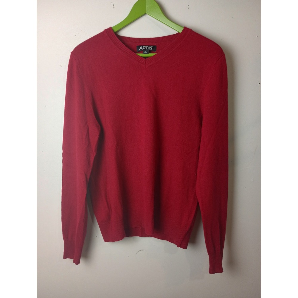 Apt. 9 Womens Red Silk Cashmere Blend V-Neck Long Sleeve Sweater S